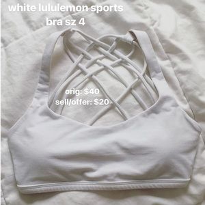Size 4 lululemon criss cross sports bra white